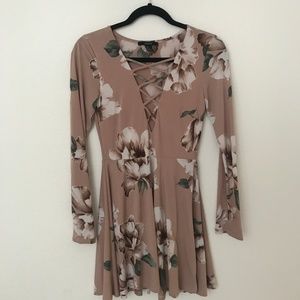F21 Dusty mauve pink floral swing dress